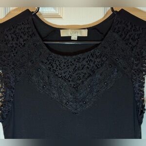 LOFT Black Lace Detail Blouse